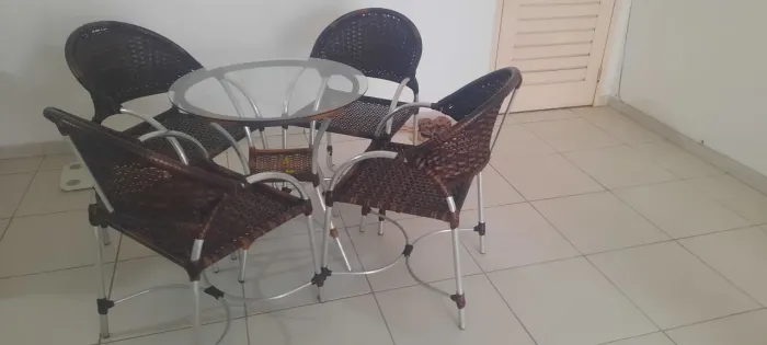 Conjunto de terraço e jardim