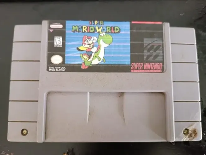 Super Mario World Original com Suporte de Bateria e Bateria Nova Salvando 100%