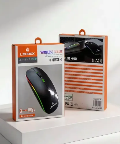 Mouse Sem Fio Recarregável LEHMOX LEY-180 2.4GHz RGB | 1600 DPI | 10M Alcance