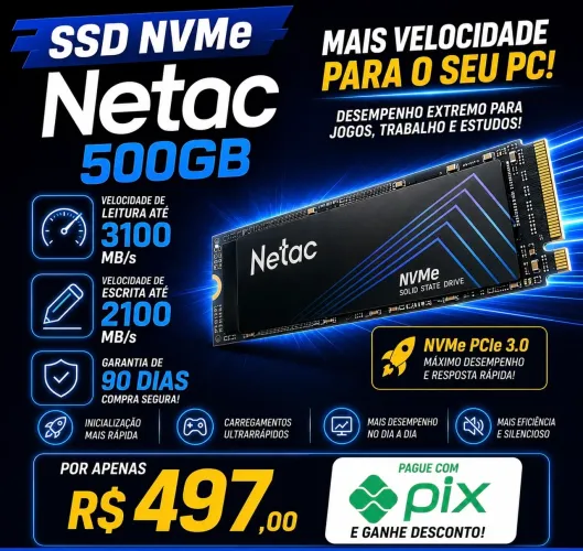 SSD nvme 500GB Netac Novo Lacrado Entrego