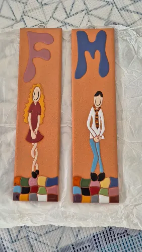Placas de Banheiro Feminino e Masculino - Cerâmica Decorativa
