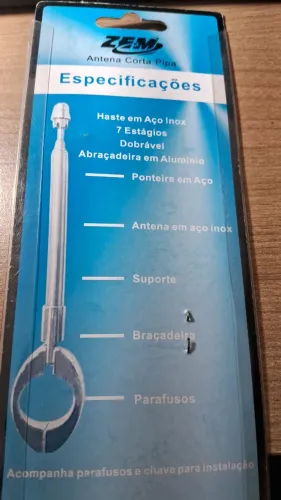 Antena corta pipa na embalagem
