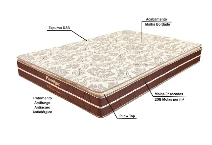Colchão Casal Bali Molas Ensacadas 138x26x188 Marrom