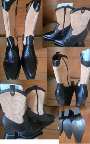 bota preta em couro jorge bichoff - NOVA