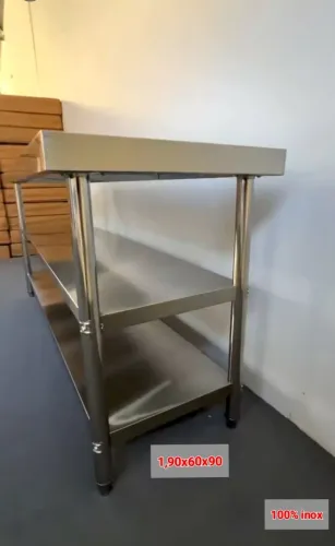 Mesa de inox 100% Grande Nova Resistente e Reforçada 