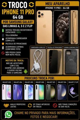 Troco IPhone 11 Pro dourado de 64GB