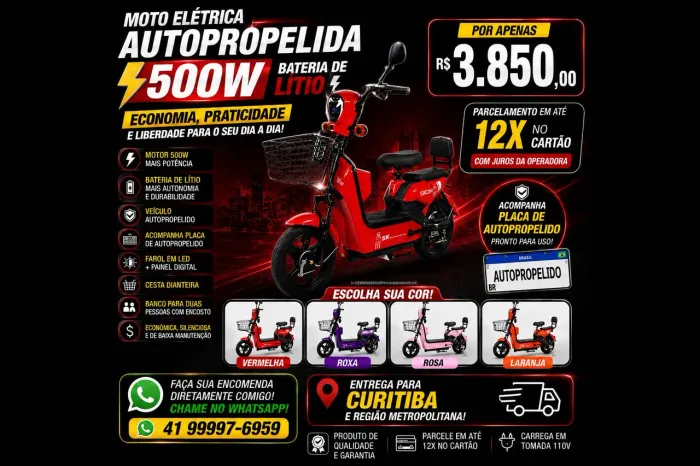 MOTO ELÉTRICA AUTOPROPELIDO