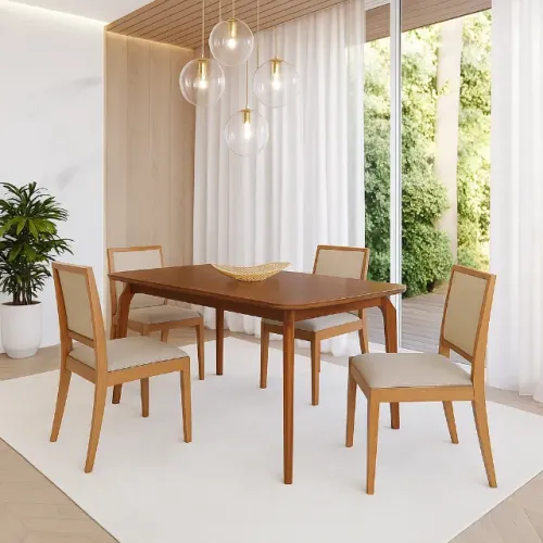 MESA FICUS 1,30m C/ 4 CADEIRAS BURITI CIMOL 