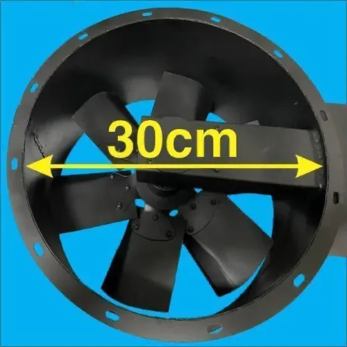 Exaustor tecnoturbo 30 cm com transmissão e blindagem térmica. Inclui dimmer bivolt 5000w.