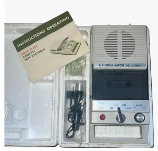 gravador vintage anos 70 com caixa e manual - completo raro