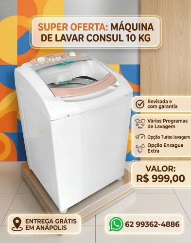 Máquina Consul Revisada Entrega Grátis em Anápolis Garantia Técnica e Parcelo no cartão