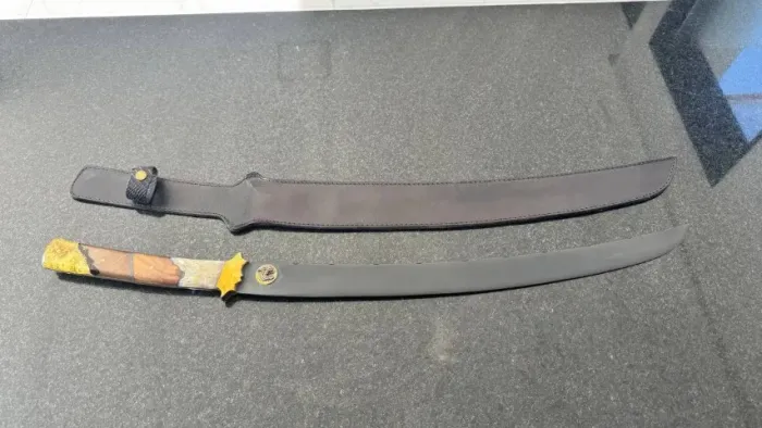 Katana All Black 25' Polegadas + Bainha de Couro