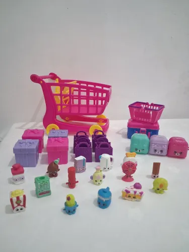 Shopkins carrinho de compras e varios acessorios