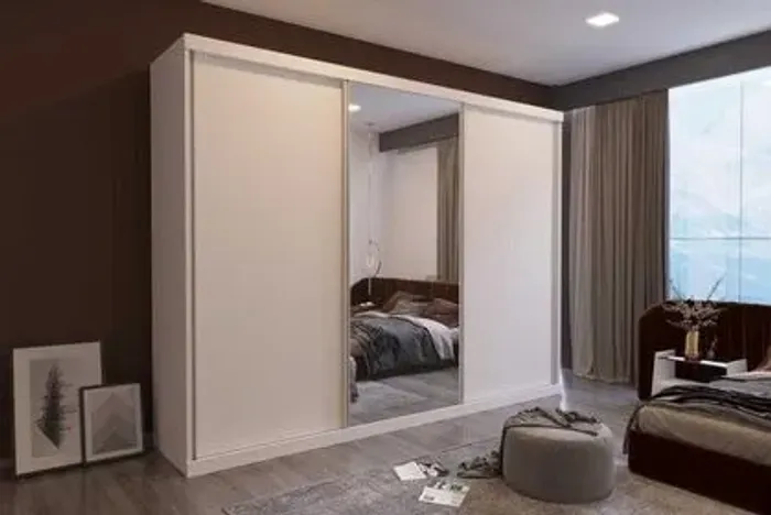 Guarda Roupa 100% MDF 3 Portas Com Espelho - (Entregamos)!