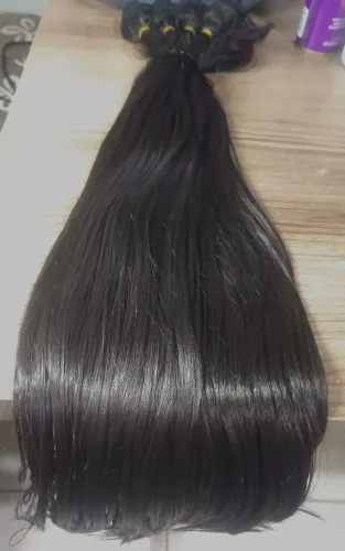 Cabelo humanizado bio preto 70cm. Super macio e leve. Já telado. Pode fazer tudo!