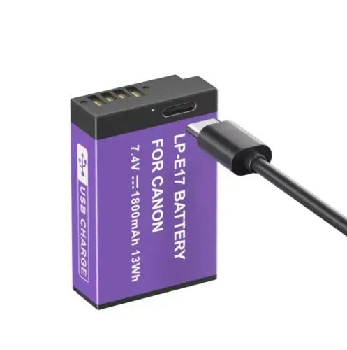 Bateria Lp-E17 Digital Tipo C Carregamento Usb-C Para Câmeras Canon Sl2 Sl3 R8 T6i R50 Rp