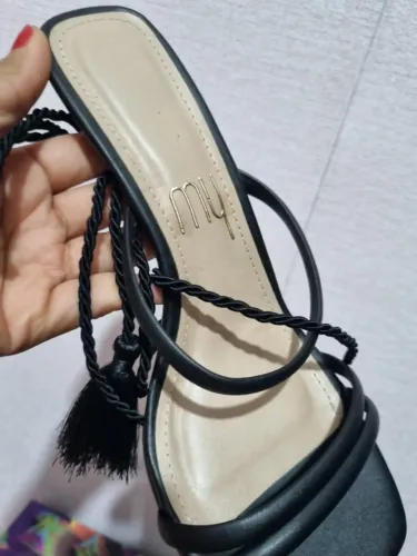SANDALIA MY SHOES PRETA DE AMARRAÇÃO