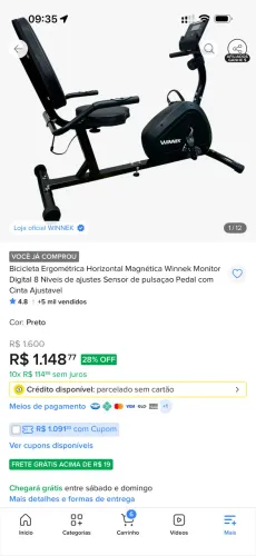 Bicicleta ergométrica bike nova