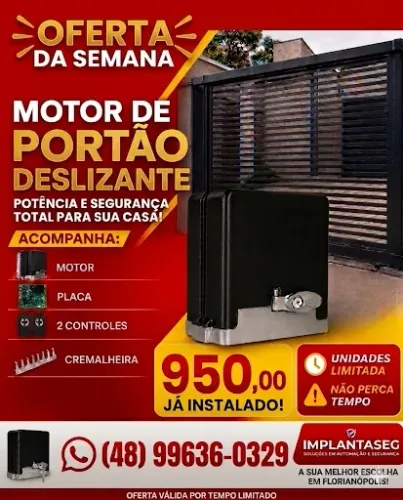 Motor para portão Eletrônico Instalado - R$ 950,00!