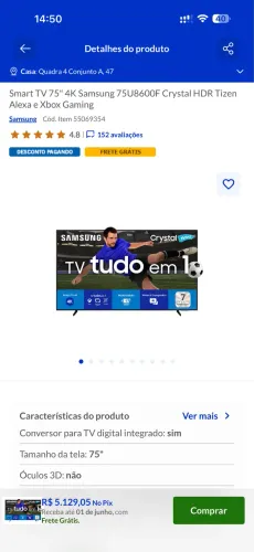 Tv 75 SAMSUNG CRYSTAL
