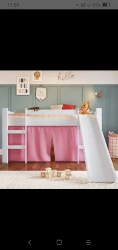 Cama de solteiro infantil com escorregador com colchão