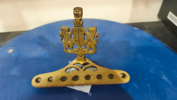 Castiçais de Hanukkah Menorah Israel judaica dos anos 1950-60