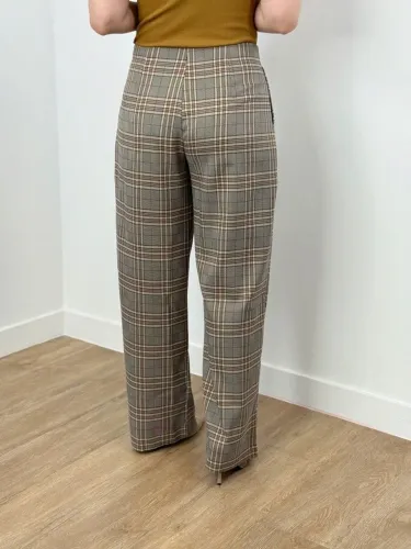 Calça xadrez alfaiataria cintura alta g/gg