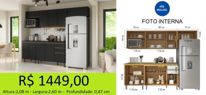 Armario de cozinha modulado vollare - a pronta entrega
