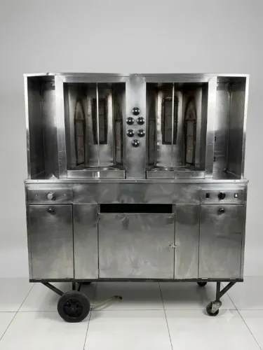 Máquina dupla a gás para shawarma/churrasco grego