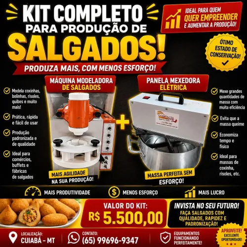 Máquina de salgados e doces Compacta Print + Masseira elétrica de 5kg