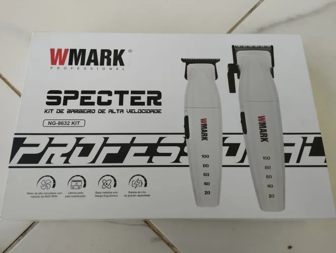 Kit profissional Wmark Specter NG-8632, com máquina de cortar cabelo e acabamento