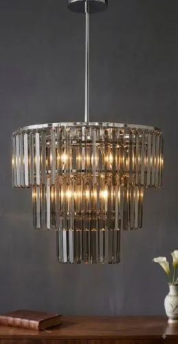 Lustre Antigo de Cristal Fumê - Elegante e Vintage