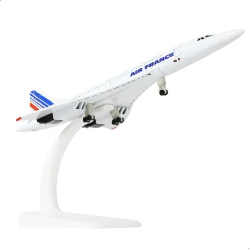 Miniatura Avião Concorde Air France Metal 20cm Com Trem de Pouso ( Rodas ) e Suporte Expos