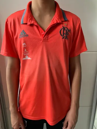 Camiseta polo do CR Flamengo - Adidas - Tamanho G - Cor Salmão