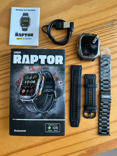 ? SMARTWATCH CARBON RAPTOR LX - SUPER CONSERVADO + 2 PULSEIRAS