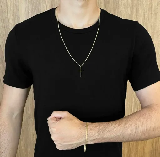 Promoção | Últimas unidades de conjunto masculino banho a ouro 24k | GARANTIAENTREGAGRATIS