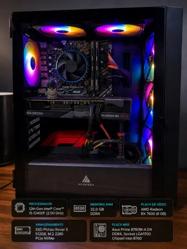 PC Gamer / Workstation Completo | i5 12400F + RX 7600 + 32GB RAM
