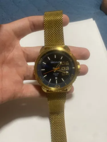 Relógio Masculino Long Life Seculus Dourado