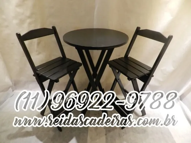 Kit Bistrô + 2 Cadeiras dobráveis de Madeira Maciça