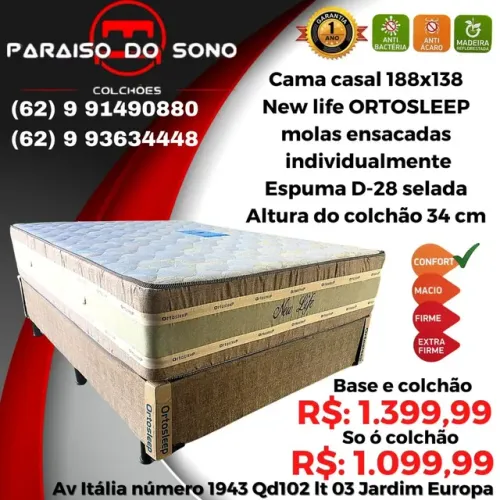 Colchão casal New Life 34 cm de altura mais box 42 cm