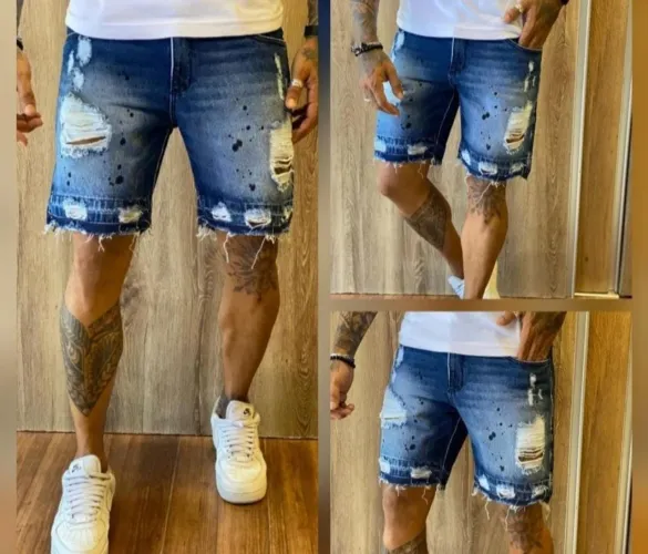 Shorts Jeans Destroyed Masculino