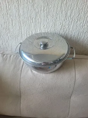 PANELA DE INOX TRANMONTINA GRANDE, COM TAMPA, CONSERVADA