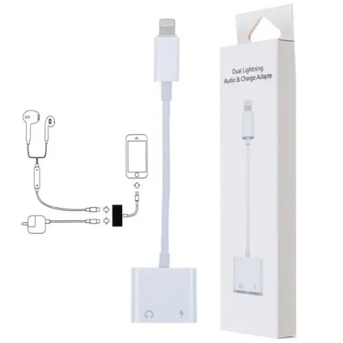 Adaptador de carga de áudio dual Lightning Headphone para iPhone X 8/8 Plus 7/7Plus
