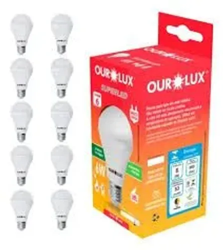 Kit 10 lâmpada led bulbo 9w 6400k