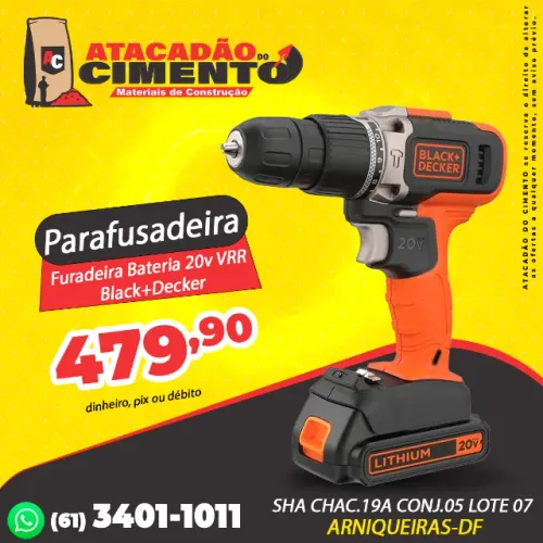 Parafusadeira Furadeira Bateria 20v VRR Black+Decker