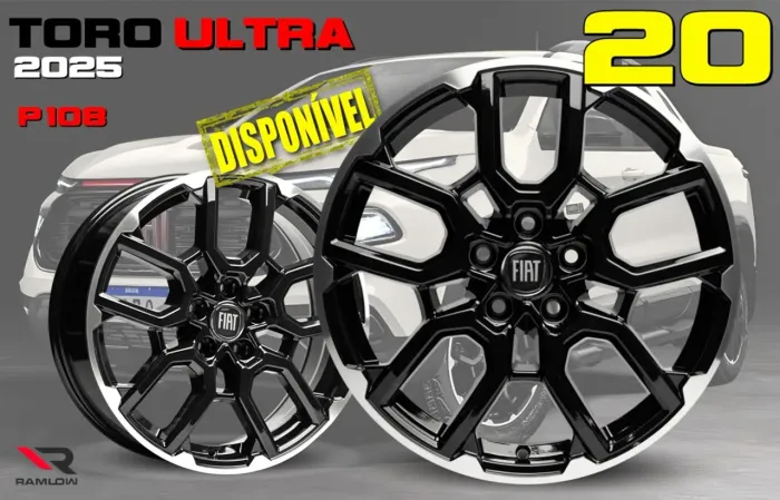 Jogo de Rodas Fiat Toro Ultra preta com diamantado aro 20 5x110