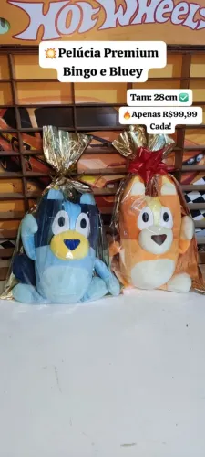 Pelúcia Premium Bingo e Bluey - 28cm R$89 cada!