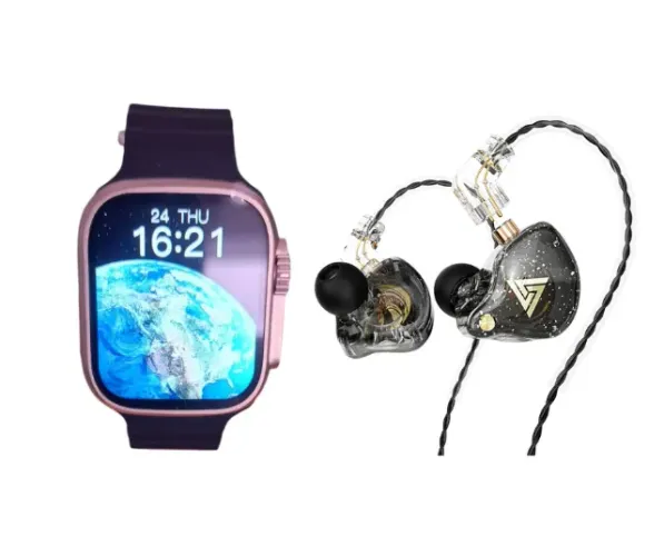 Relógio Smartwatch W68+ Ultra + Fone De Ouvido Ak6 Pro