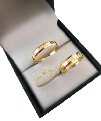 Aliança de Casamento e Noivado banhada ouro