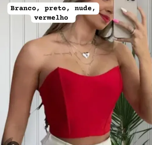 Cropped estilo espartilho suplex poliamida 